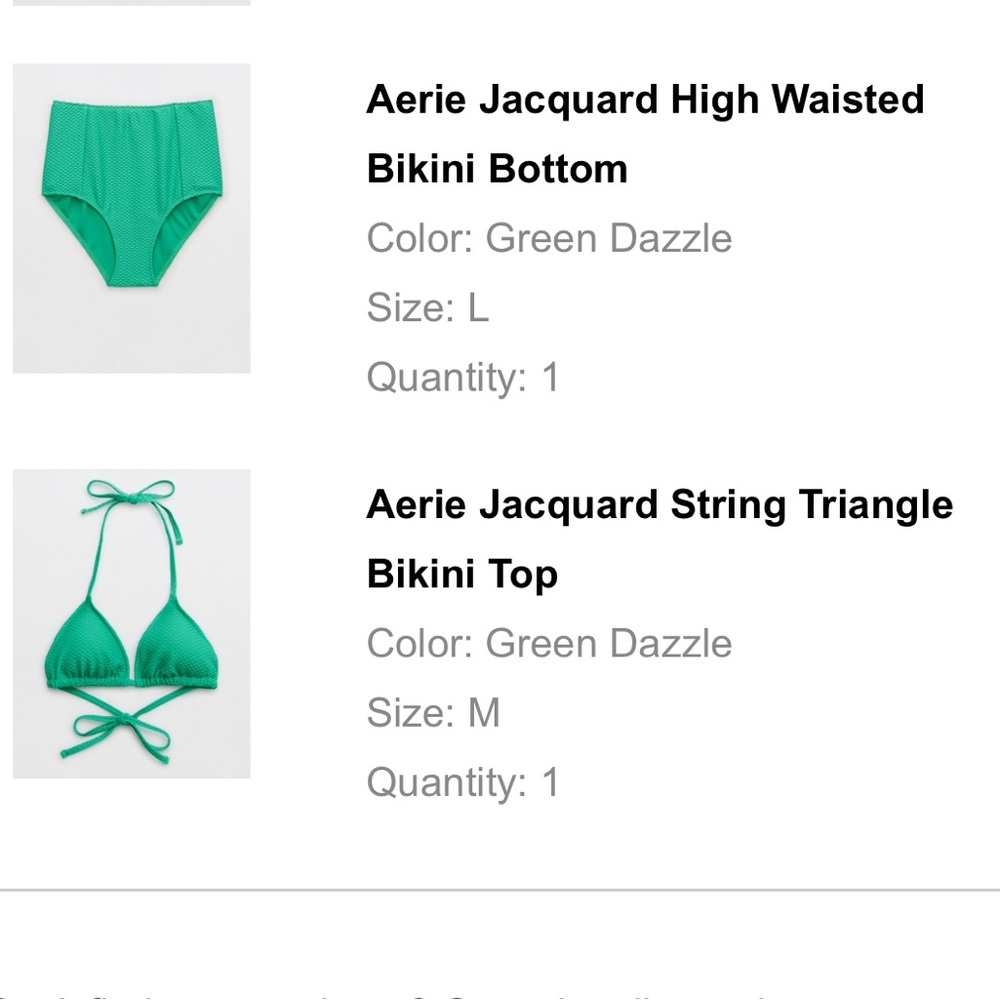 Aerie Jacquard Bikini Set NWT. L bottoms, M top.